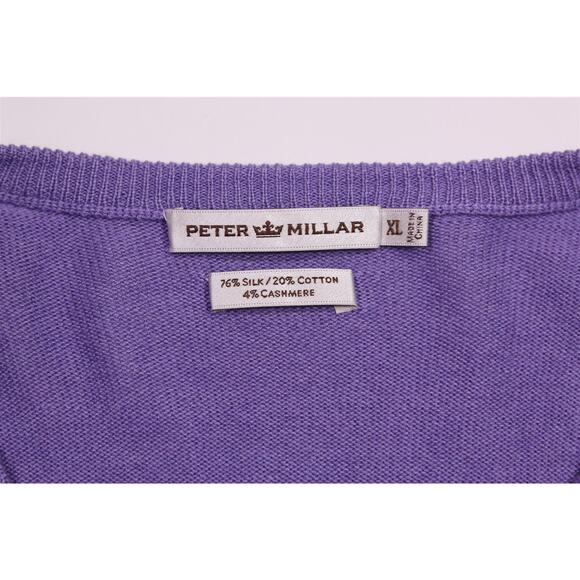 Peter Millar Men's Silk Cashmere Cotton Light Purple Crewneck Sweater XL - Picture 5 of 5